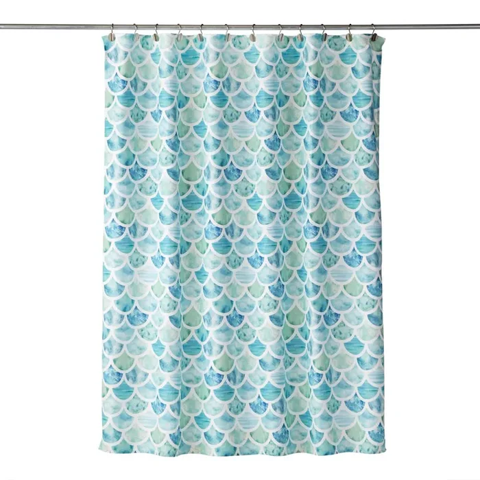 SKL Home Saturday Knight Ltd Ocean Watercolor Scales Shower Curtain – 70×72″, Multi