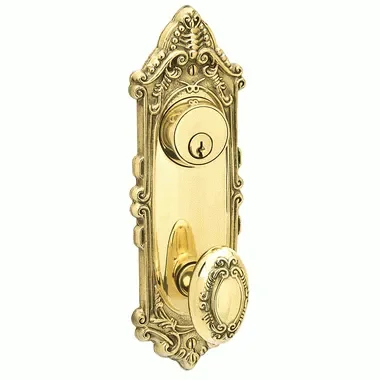 Solid Brass Victorian Keyed Style Passage Entryway Set (Polished Brass Finish)