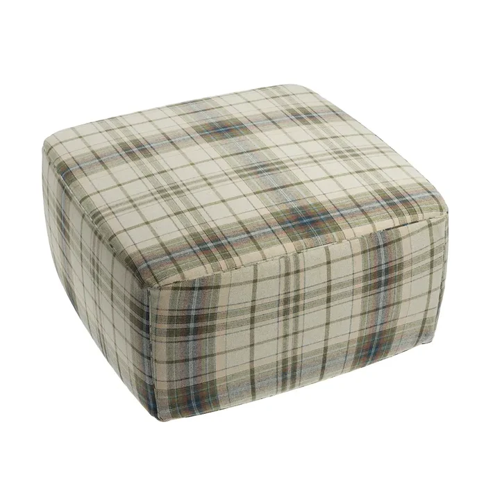 Square Pouf in Tartan – Cappuccino