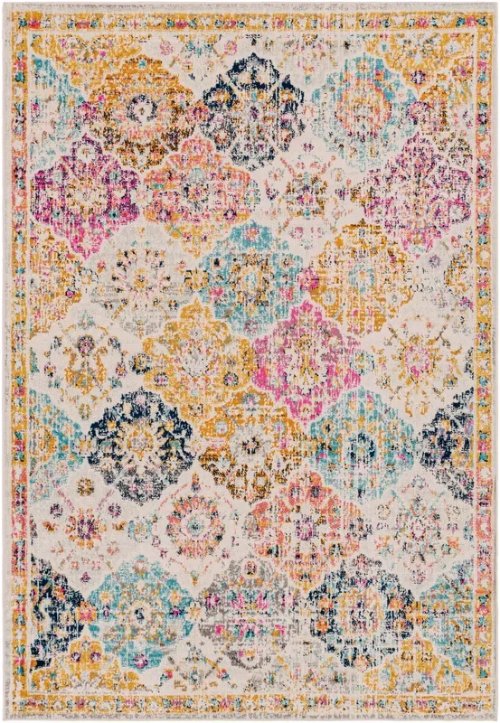 Surya Harput Hap-1018 Mustard, Burnt Orange, Navy, Burgandy, Teal, Charcoal Rug