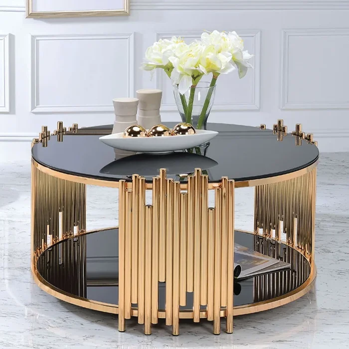 Tanquin – Coffee Table – Black Glass & Gold