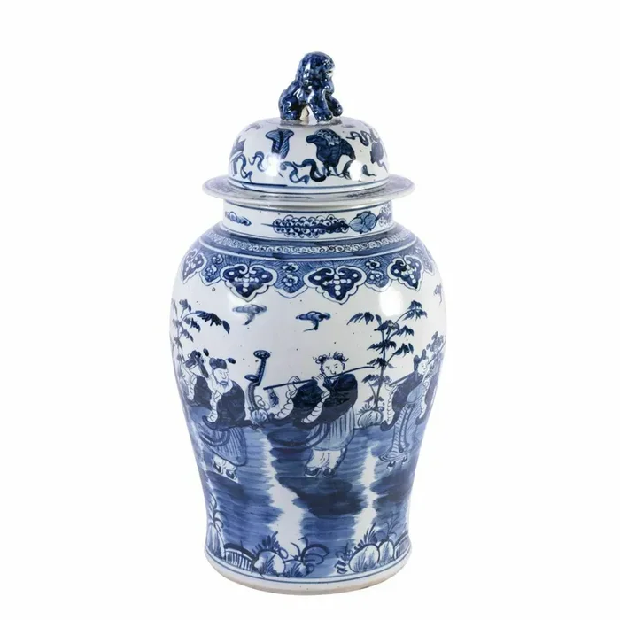 Temple Jar W/ 8 Immortals Motif