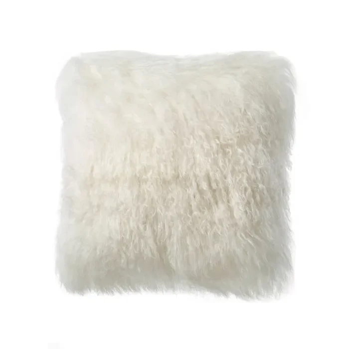 Tibetan Lamb Pillow Cover with Insert, Ivory