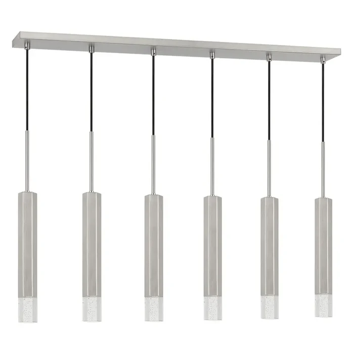 Troy integrated LED Dimmable Hexagon Aluminum Casted 6 Lights Pendant With Glass Diffuser
