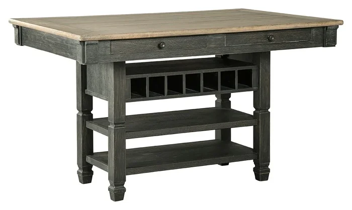 Tyler Creek – Rectangular Dining Room Counter Table – Black / Gray