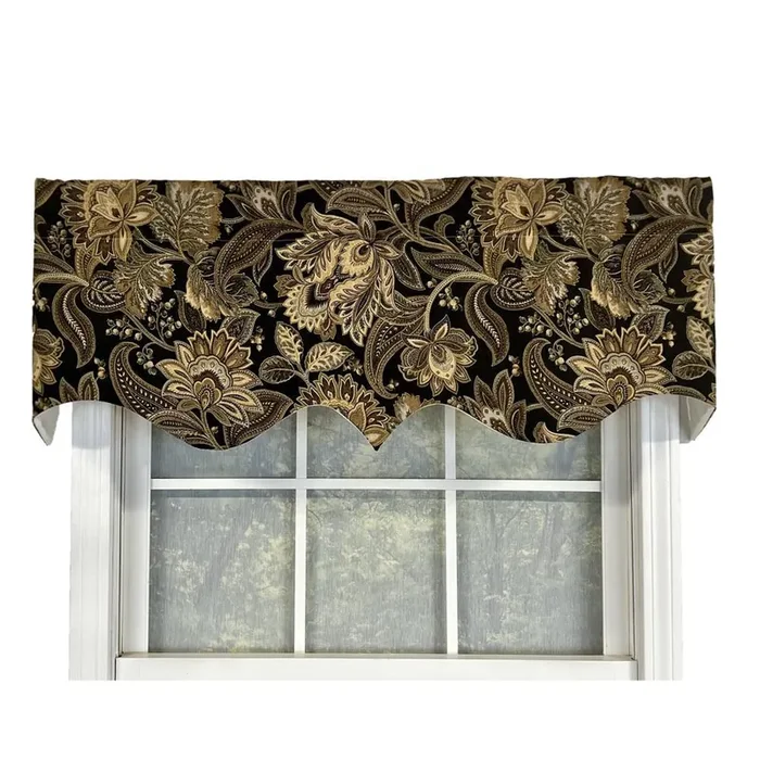 Valdosta Regal Style 3″ Rod Pocket Valance 50″ x 17″ Black by RLF Home