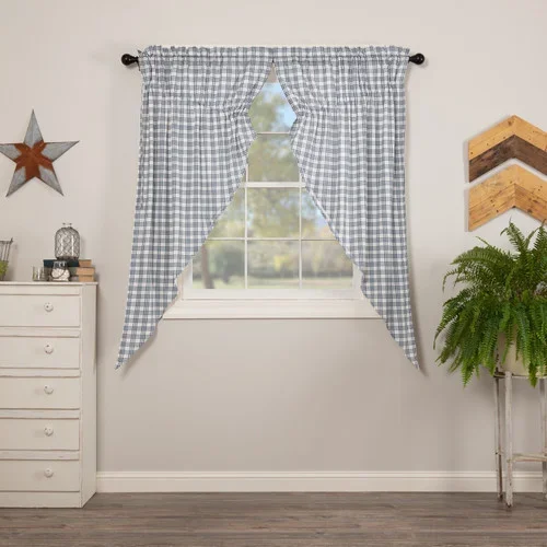 VHC Brands – Sawyer Mill Blue Plaid Prairie Short Panel Set of 2 63x36x18