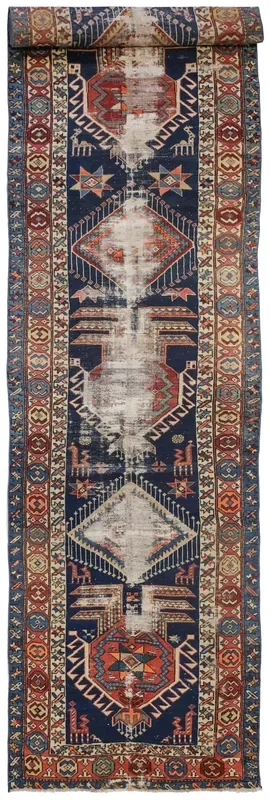 Vintage Azeri Handwoven Tribal Rug, J69208