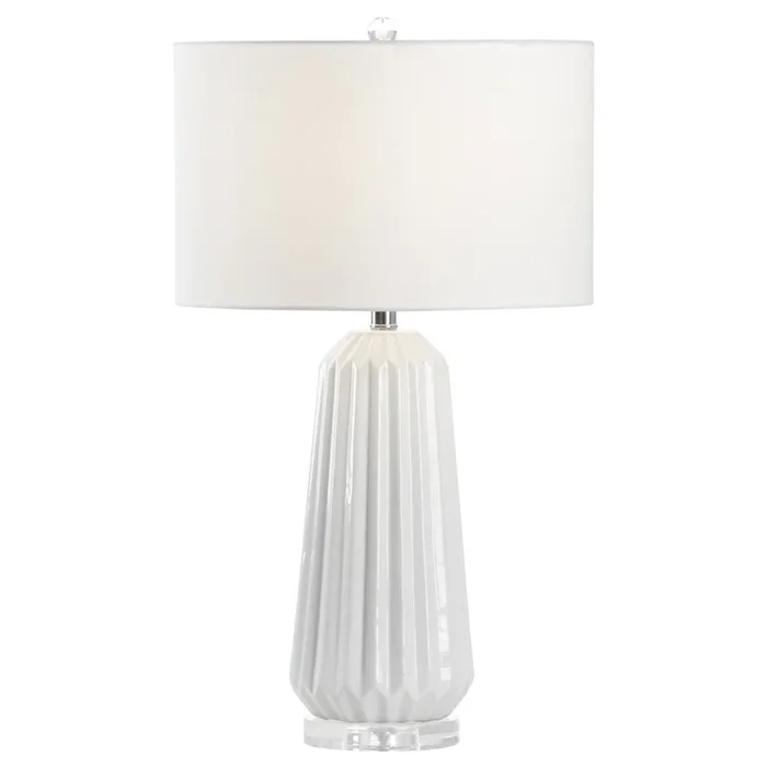 White Ribbed Ceramic Table Lamp