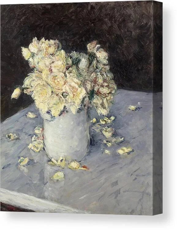 Yellow Roses in a Vase by Gustave Caillebotte Canvas Print