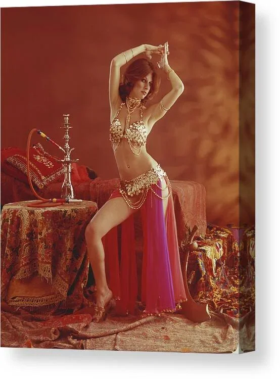 Young Belly Dancer Dancing Beside Canvas Print
